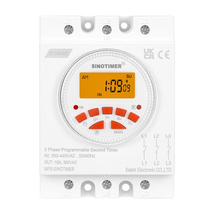 SINOTIMER CN109S-380V 16A Interruttore temporizzatore trifase 7 giorni intervallo minimo programmabile 1s con retroilluminazione, CN109S SINOTIMER CN109S-380V 16A Interruttore temporizzatore trifase 7 giorni intervallo minimo programmabile 1s con retroilluminazione, CN109S